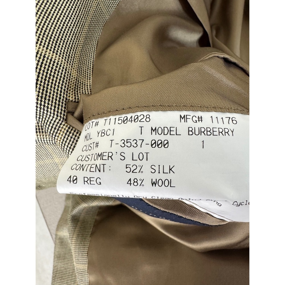 Burberry London Silk/Wool Blazer 40R tag (measures 44R) Tan/Yellow Plaid - Picture 8 of 12